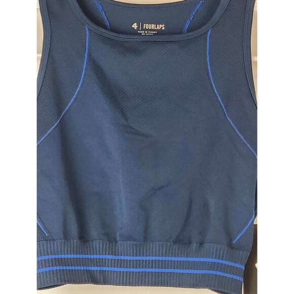 FourLaps Breathe Seamless Sports Bra XS/S Blue Navy Textured Gym/Workout NWT - Picture 2 of 8